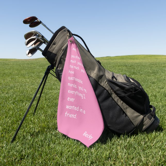 Custom Hot Pink Funny Friend Golf Handtuch (Gras)
