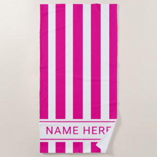 Custom HotPink Weißgestrichenes Strandtuch mit Nam