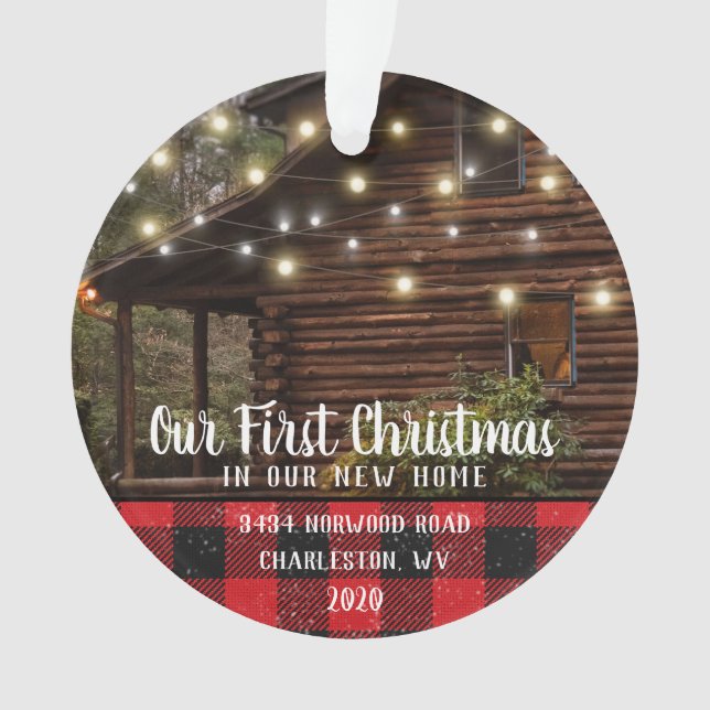 Custom House Foto First Xmas neue Zuhause Familien Ornament (Vorderseite)