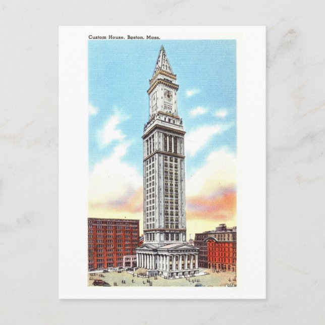 Custom House in Boston, Mass, Vintage Travel Postkarte (Vorderseite)