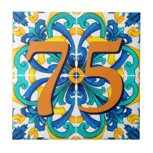 Custom House Number floral Sizilien Keramik Tile Fliese