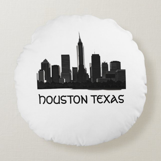 Custom Houston Texas Skyline Rundes Kissen (Vorderseite)