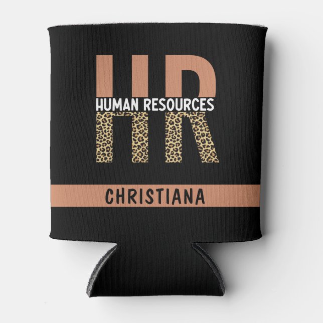 Custom HR Human Resources Leopard Print HR Geschen Dosenkühler (Vorderseite)