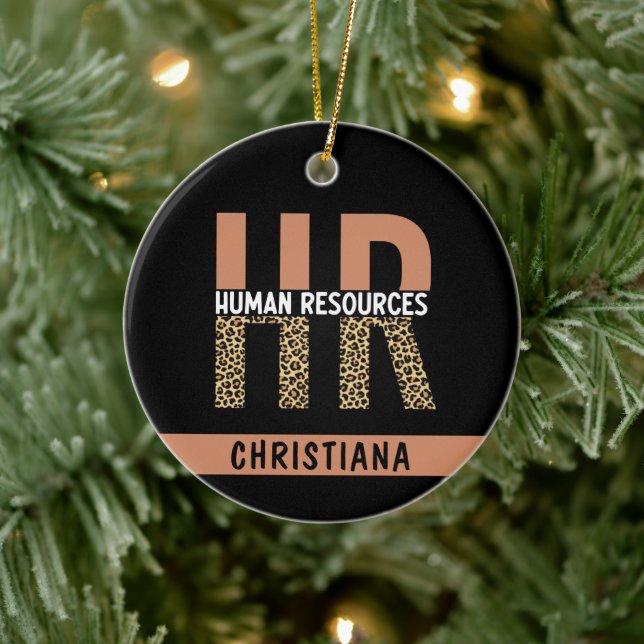 Custom HR Human Resources Leopard Print HR Geschen Keramik Ornament (Baum)