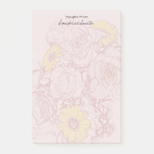 Custom Hübsch Daisy Rose umrissen Bouquet Post-it Klebezettel