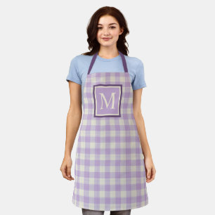 Custom Hübsch Lavender Violet Lila Ivory Gingham Schürze