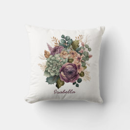 Custom Hübsch Water color Succulary Mauve Floral Kissen