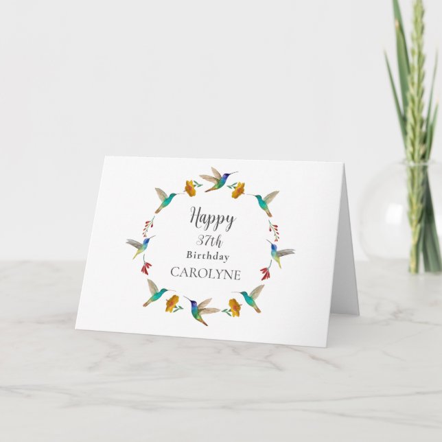 Custom Hummingbird Birthday Card Karte (Vorderseite)
