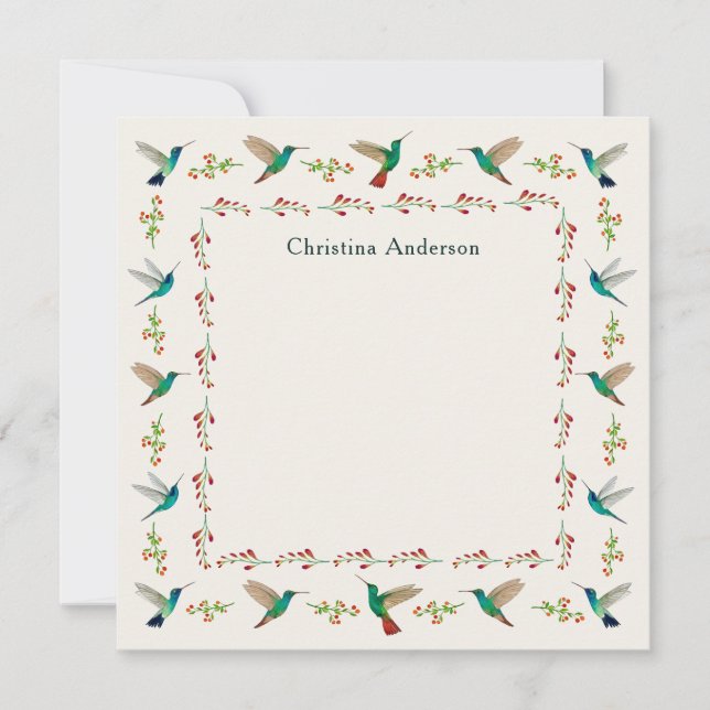 Custom Hummingbird Border Mitteilungskarte (Vorderseite)