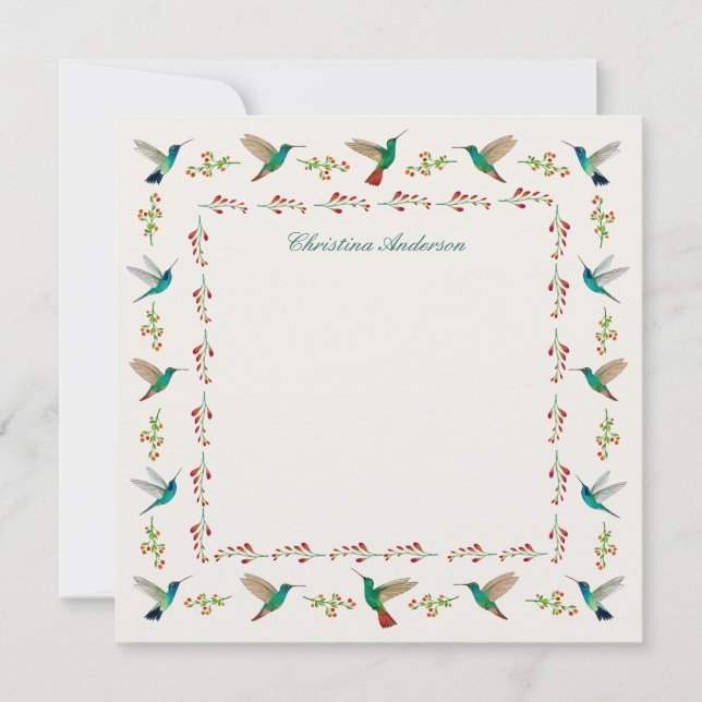 Custom Hummingbird Border Mitteilungskarte (Vorderseite)