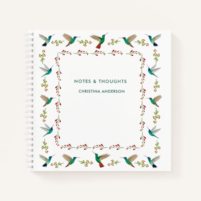 Custom Hummingbird Border Notepad Notizbuch (Vorderseite)