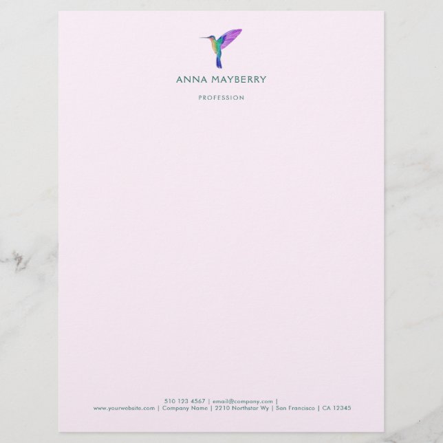 Custom Hummingbird Letterhead Briefbogen (Vorderseite)