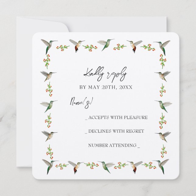 Custom Hummingbird RSVP Card (Vorderseite)