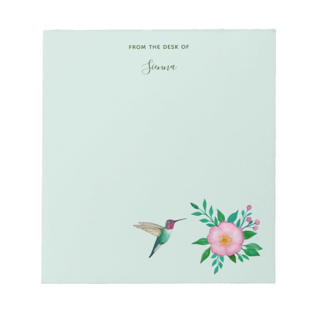 Custom Hummingbird und Wild Rose Notizblock (Vorderseite)