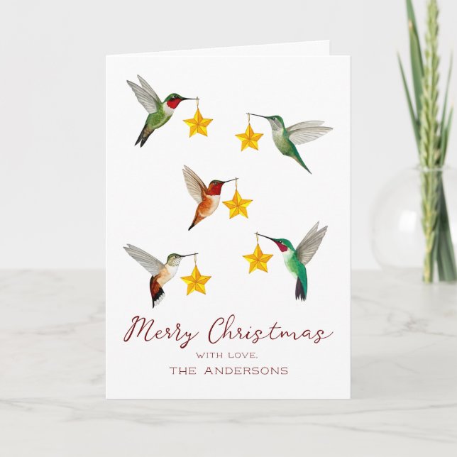 Custom Hummingbirds Christmas Feiertagskarte (Vorderseite)