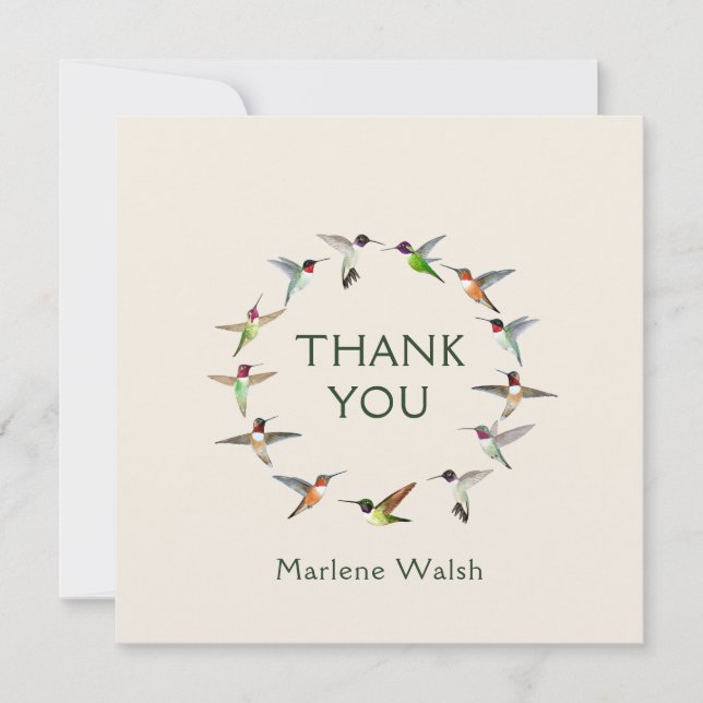 Custom Hummingbirds Dankeschön Card Dankeskarte (Vorderseite)