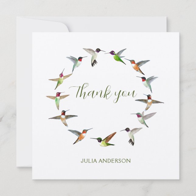 Custom Hummingbirds Dankeschön Card Dankeskarte (Vorderseite)