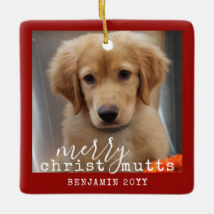 Custom Hund 2 Foto ChristMUTTS Personalisiert Keramikornament