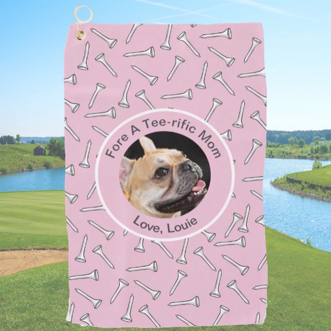 Custom Hund Foto Golfer Geschenk lustige rosa Dame Golfhandtuch (Von Creator hochgeladen)