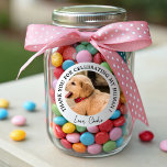 Custom Hund Gastgeschenk Hochzeit Hund Ehrentier F Runder Aufkleber<br><div class="desc">Elegante Foto-Gastgeschenke Hochzeiten fügen Ihrem Lieblingstitel ein Bild und eine Nachricht hinzu</div>