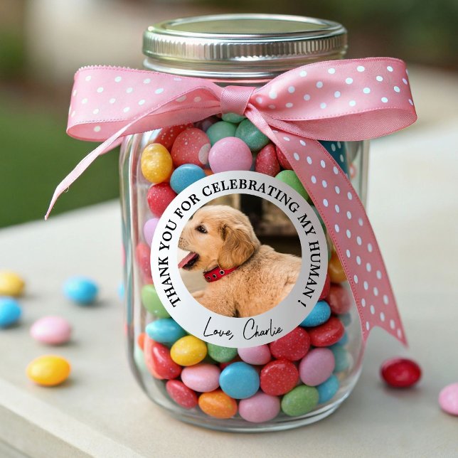 Custom Hund Gastgeschenk Hochzeit Hund Ehrentier F Runder Aufkleber (Von Creator hochgeladen)