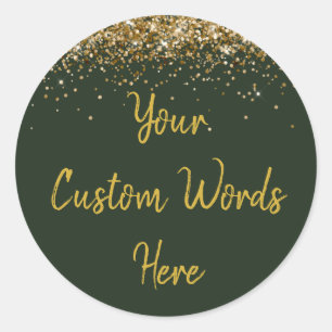 Custom Hunter Green und Gold Birthday Party Gefall Runder Aufkleber