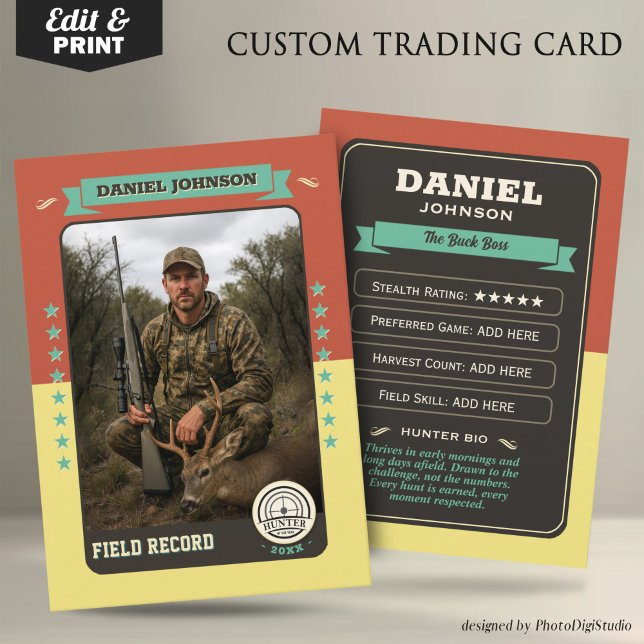 Custom Hunter Trading Card, Hunting Gifts Hunter  Telefonnummerkarte (Custom Hunter Trading Card, Hunting Gifts Hunter Card)