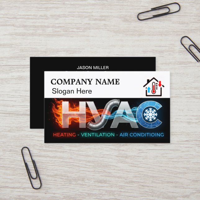 Custom HVAC Business Card with Company Logo slog 3 Visitenkarte (Vorderseite/Rückseite Beispiel)