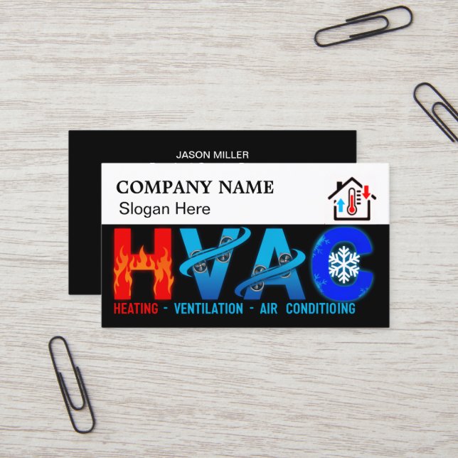 Custom HVAC Business Card with Company Logo slog 5 Visitenkarte (Vorderseite/Rückseite Beispiel)
