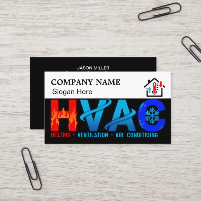 Custom HVAC Business Card with Company Logo slog 6 Visitenkarte (Vorderseite/Rückseite Beispiel)