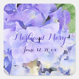 Custom Hydrangea Wedding Blue Lilac Quadratischer Aufkleber