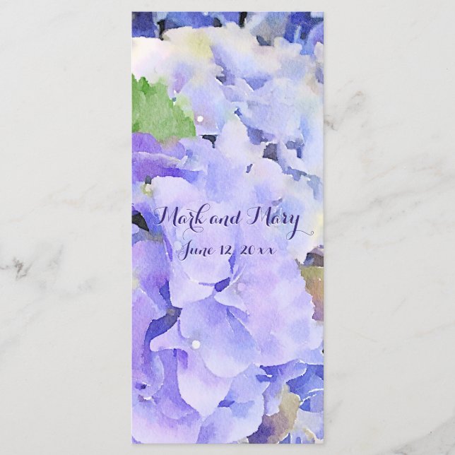 Custom Hydrangea Wedding oder Event Menu Menükarte (Vorderseite)