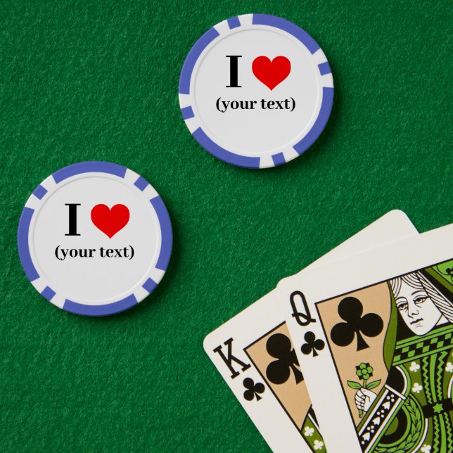 CUSTOM! I Heart Poker Chips - Blau (Pokertisch (doppelt))