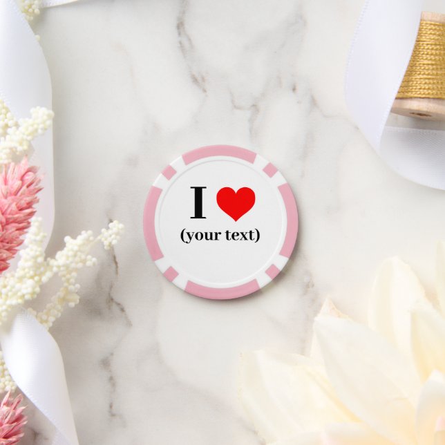 CUSTOM! I Herz Poker Chips - Rosa (Hochzeit)