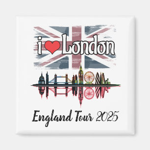 Custom I Liebe London Skyline Union Jack Souvenir Magnet
