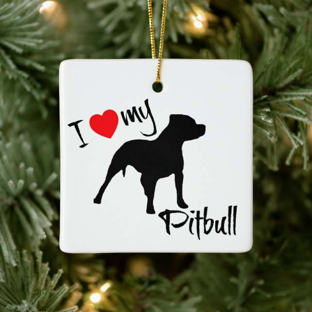 CUSTOM I Liebe mein Pitbuli Hund Keramikornament (Baum)
