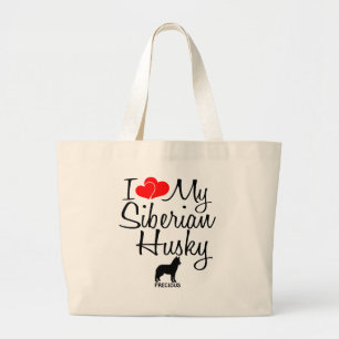 Custom I Liebe Mein sibirischer Husky Jumbo Stoffbeutel