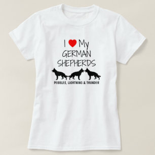 Custom I Liebe meine drei deutschen Hirten T-Shirt