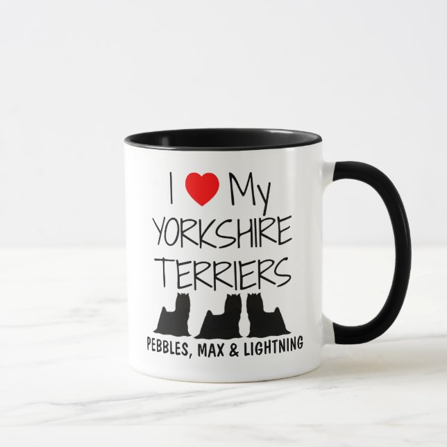 Custom I Liebe meine drei Yorkshire Terrier Tasse (Rechts)