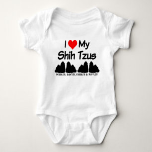 Custom I Liebe meine Vier Shih Tzu Hunde Silhouett Baby Strampler