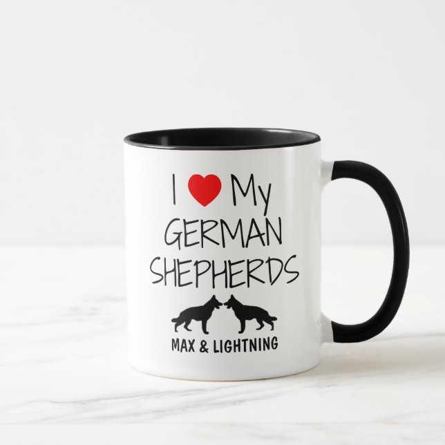Custom I Liebe meine zwei deutschen Hirten Tasse (Rechts)