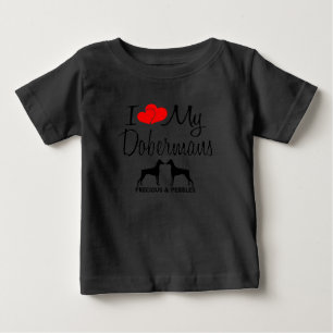Custom I Liebe meine zwei Dobermans Baby T-shirt