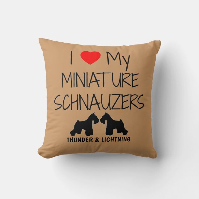 Custom I Liebe meine zwei Miniaturschnauzer Kissen (Vorderseite)
