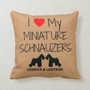 Custom I Liebe meine zwei Miniaturschnauzer Kissen
