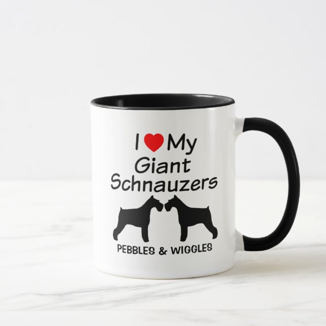 Custom I Liebe meine zwei Riesenhunde Schnauzer Tasse (Rechts)