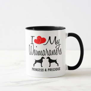 Custom I Liebe meine zwei Weimaraner Hunde Tasse