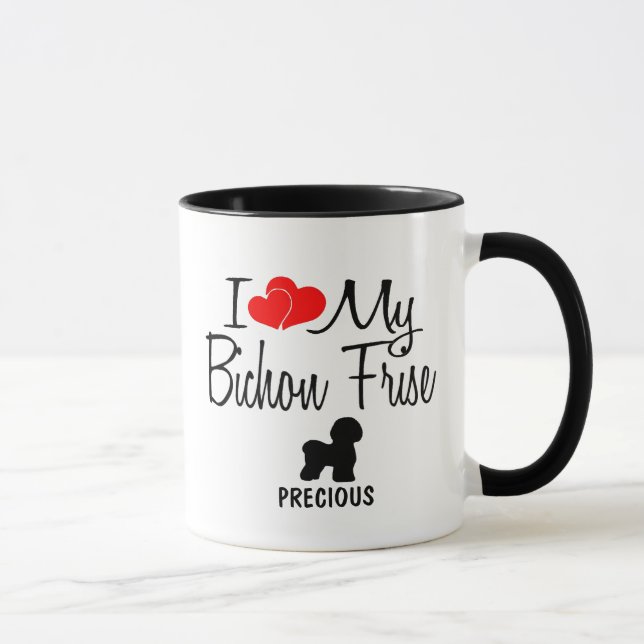 Custom I Liebe My Bichon Frise Tasse (Rechts)
