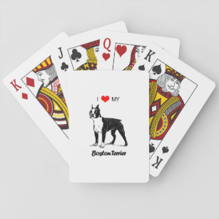 Custom I Liebe My Boston Terrier Dog Heart Spielkarten