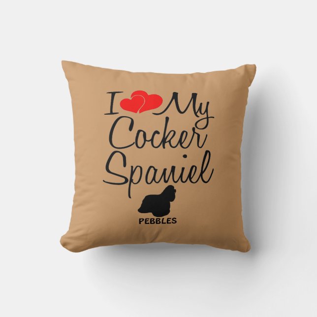 Custom I Liebe My Cocker Spanisch Kissen (Vorderseite)