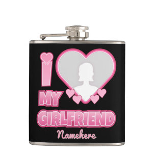 Custom I Liebe My Girlfriend - Foto & Name hinzufü Flachmann